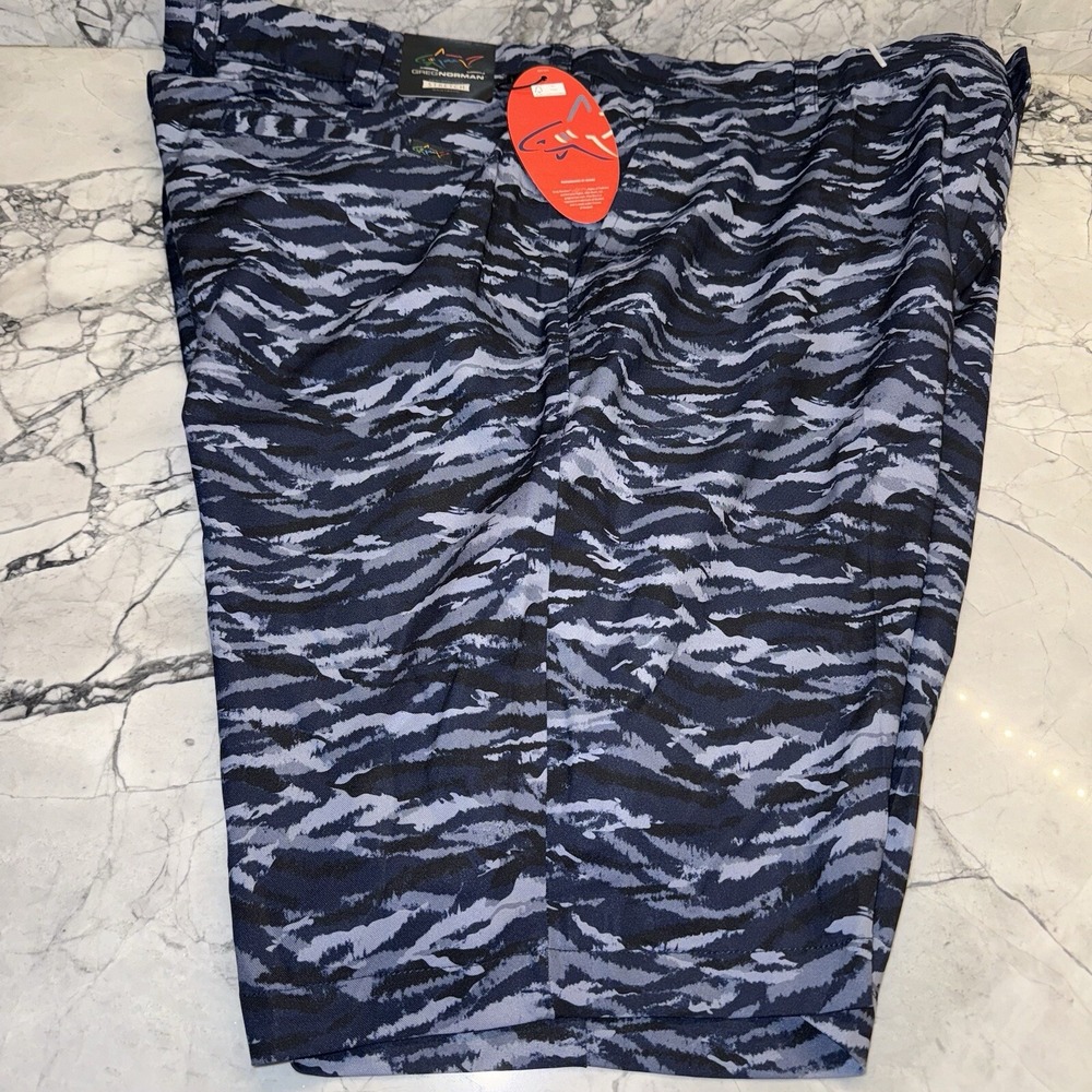 Greg Norman Men's 40 Performance Golf Shorts Navy Blue Patterned NEW